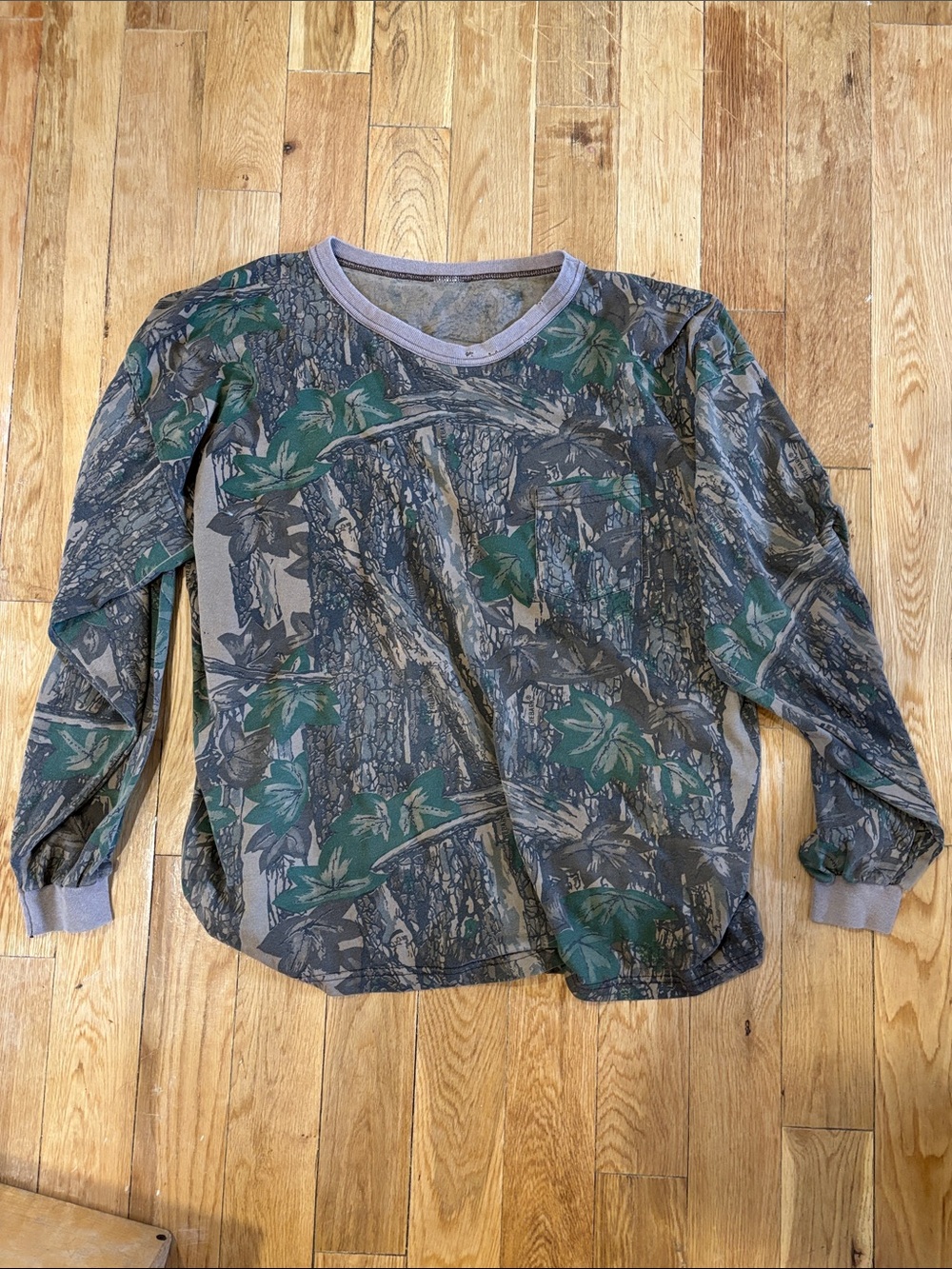 Distressed Rebark Camo Long Sleeve Tee